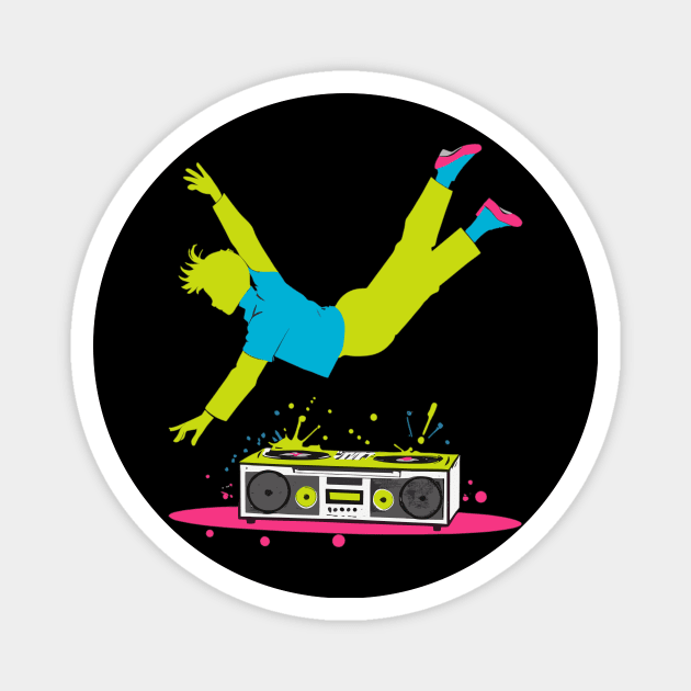 In Mid-air Above a Boombox Jumping Magnet by BreezeBlendMerch